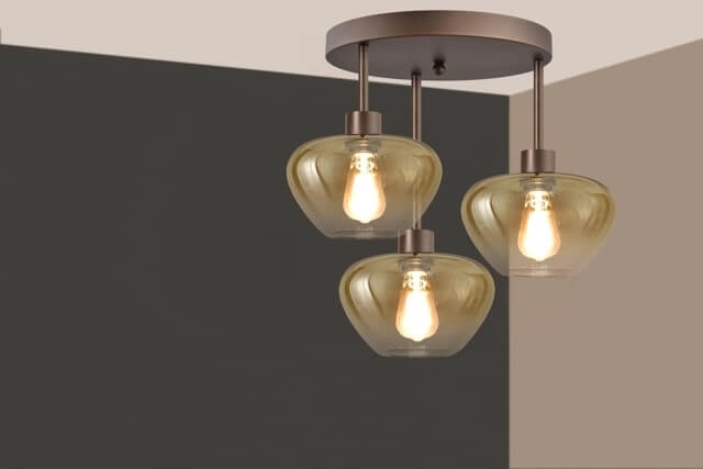 3-lichts plafondlamp Genua bruin met goud glas Ø 24cm Masterlight 8718121357256