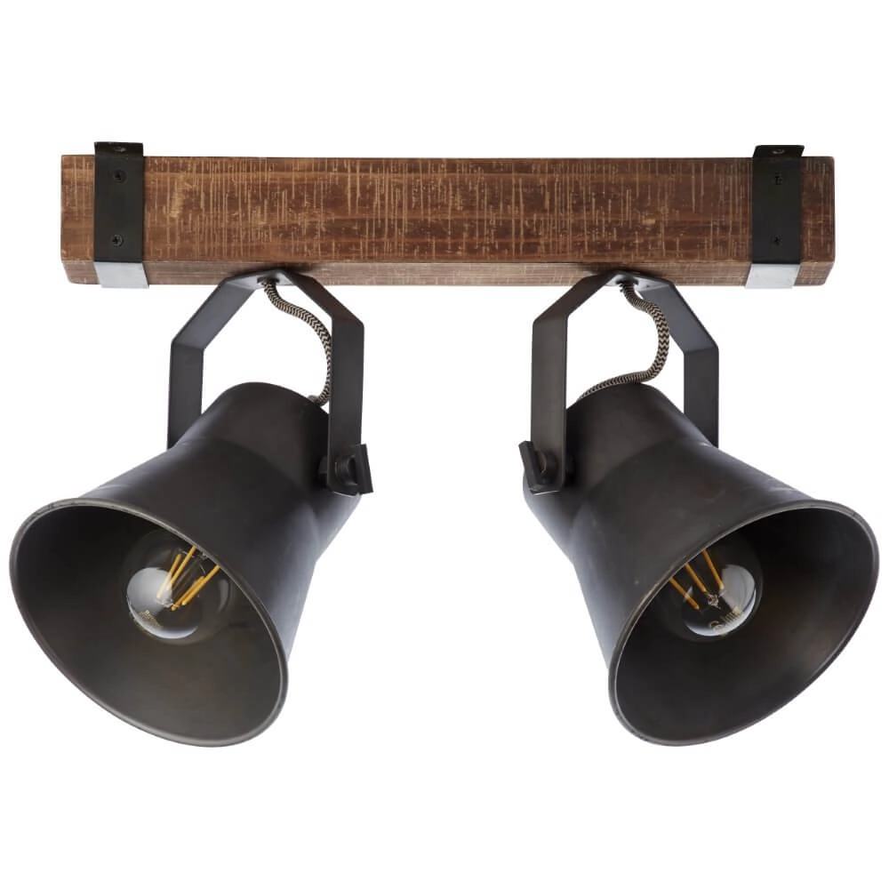 2-lichts plafondlamp Decca zwart met bruin Brilliant 4004353361449