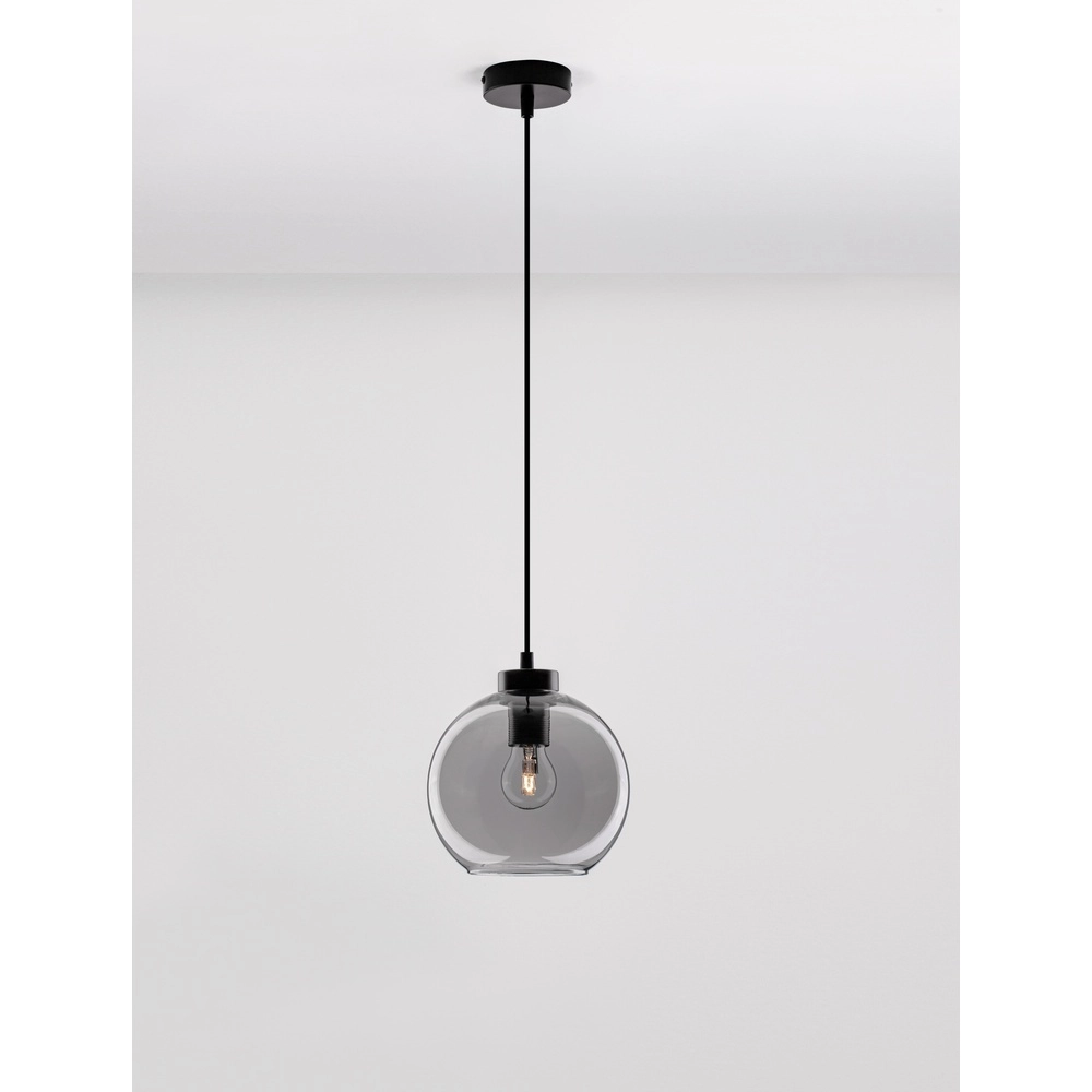 Hanglamp Palmer enkel zwart met smoke glas Lyora 5212017430946