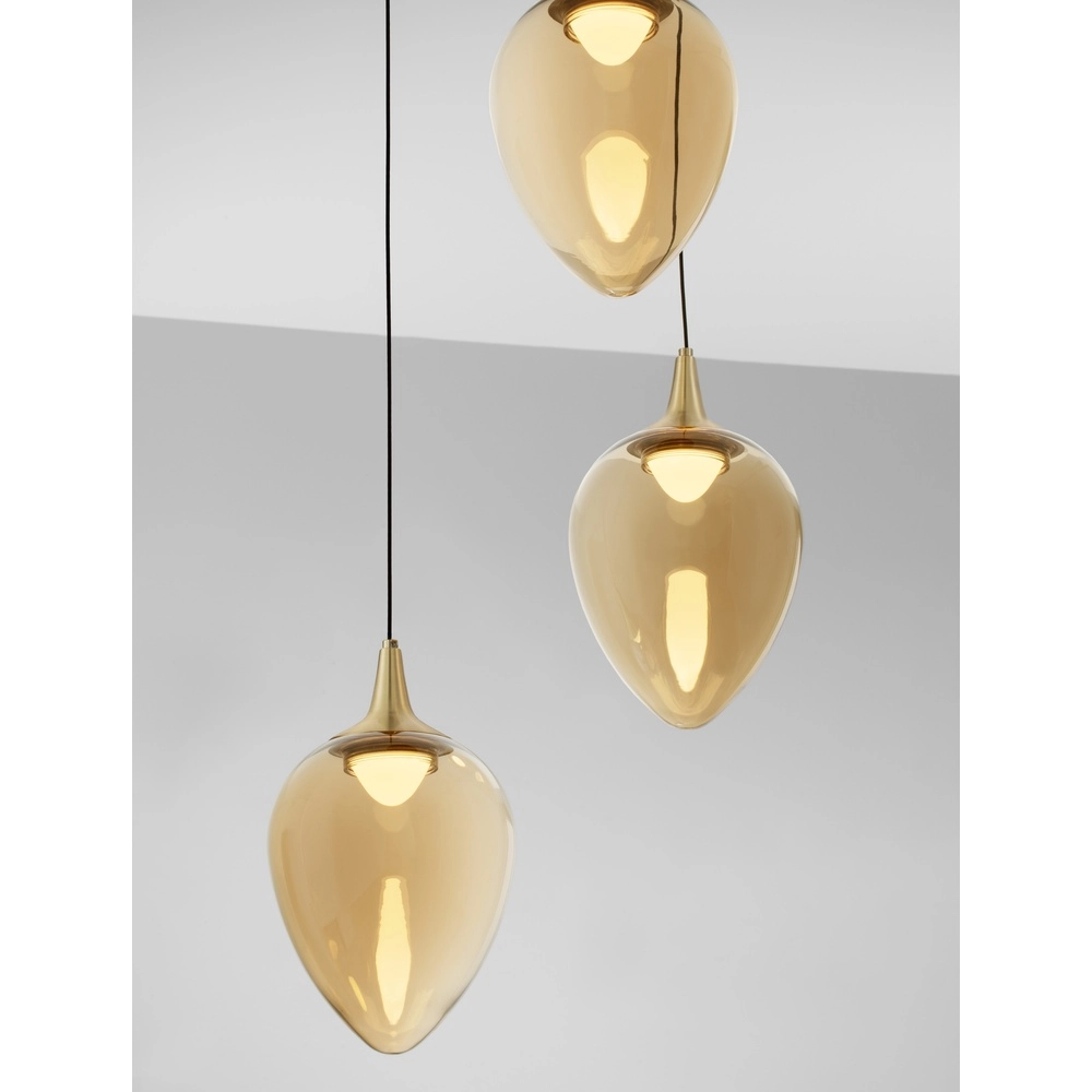 Hanglamp Nali 3-lichts amber glas