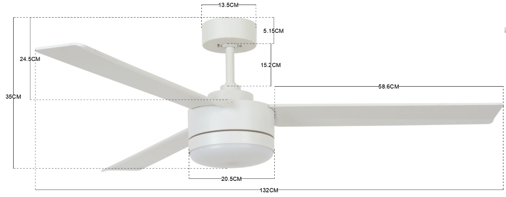 Witte ventilator met lamp Lagoon Ø 132cm IP55 Beacon 9333509136514