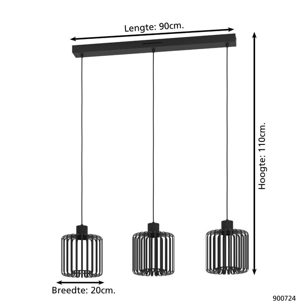 Hanglamp Ginestrone-Z 3-lichts design zwart Eglo 9008606274857