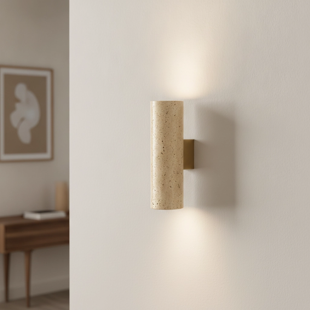 Design wandlamp Olvio zand bruin travertin