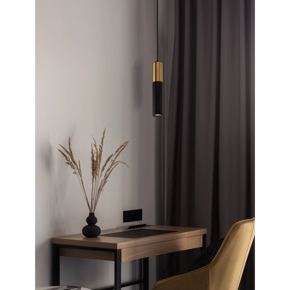 Hanglamp Pongo M enkel 30cm goud met zwart Lyora 5212017430342