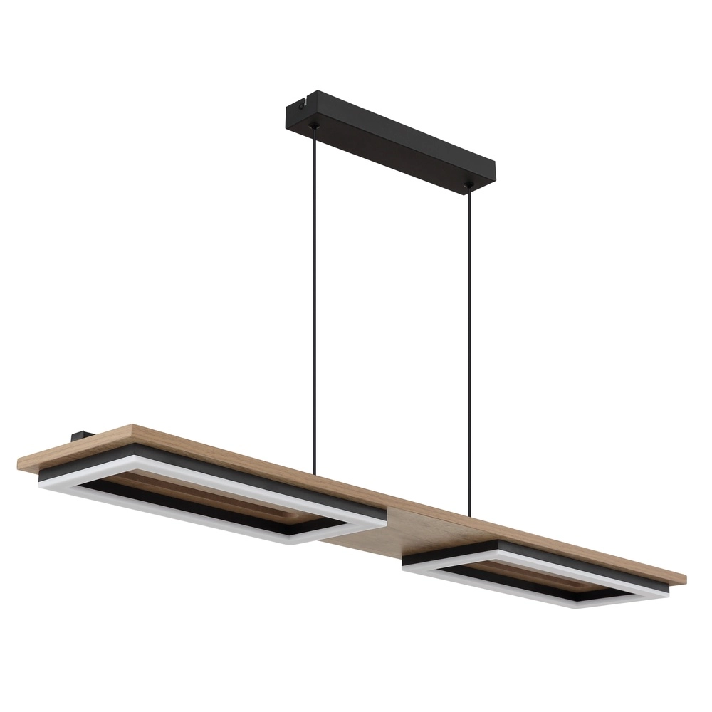 Design plafondlamp Bruce zwart met hout Globo 9007371592111
