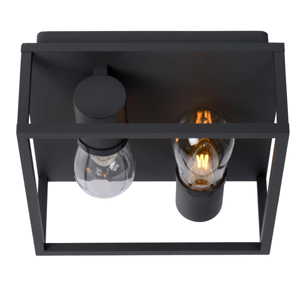Zwarte wandlamp Carlyn 2-lichts badkamer IP54 Lucide 5411212271709