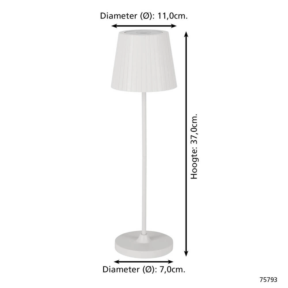 Witte tafellamp Cabozo oplaadbaar Eglo 9002759757939