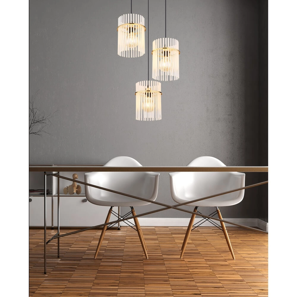 Gouden hanglamp Gorley rond met glas 3-lichts Globo 9007371446803