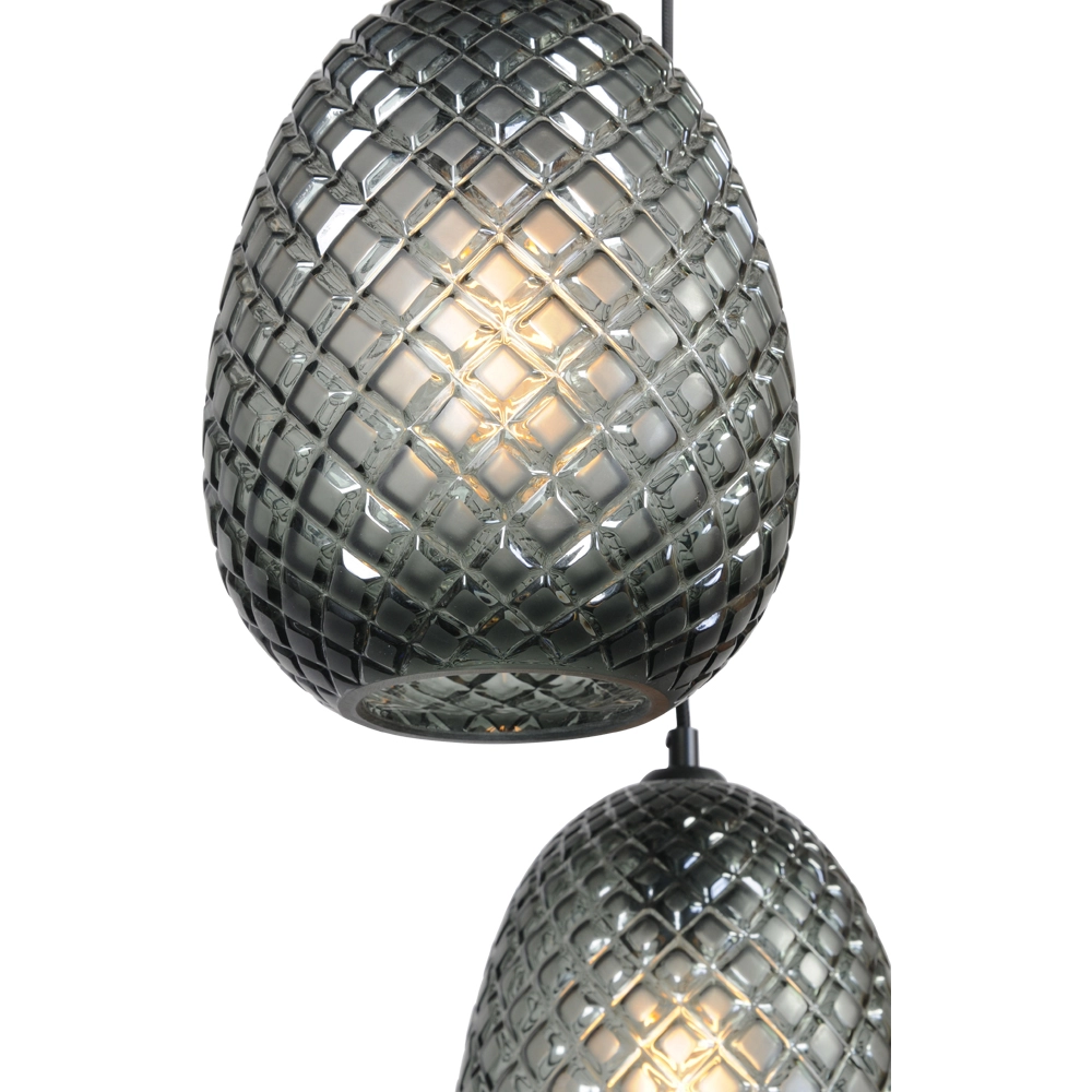 Zwarte hanglamp Pineapple 6-lichts met rookglas Masterlight 8718121209920