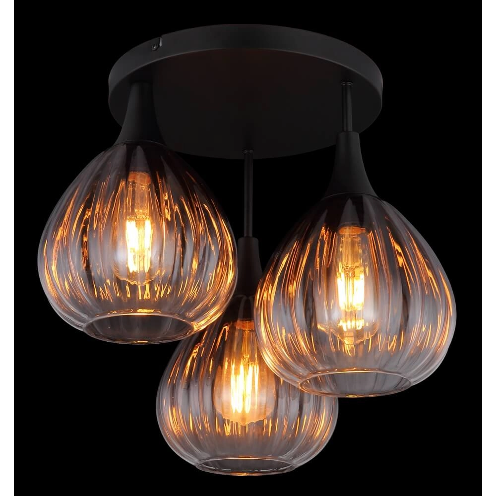 Zwarte plafondlamp Olsen 3-lichts Globo 9007371453801