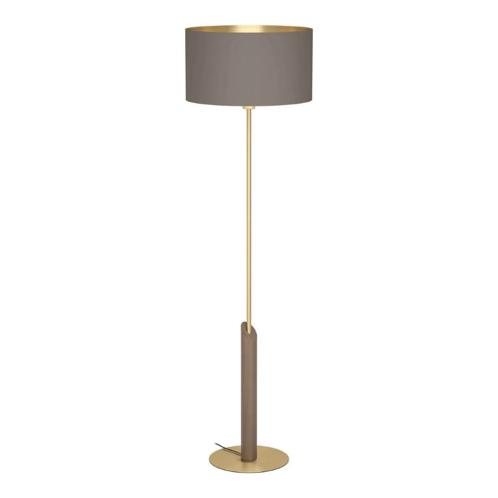 Staande lamp Santandria goud met bruine kap Staande lamp Santandria goud met bruine kap
