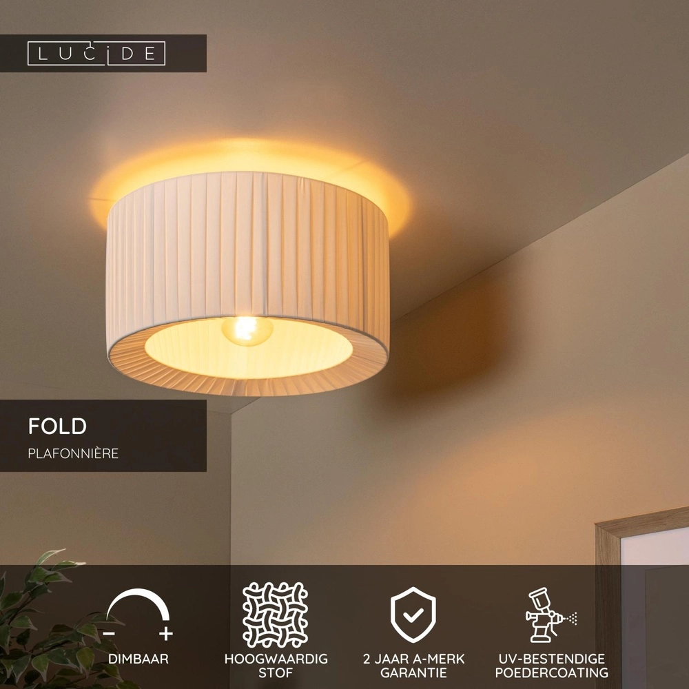 Witte plafondlamp Fold Ø 40cm design Lucide 5411212212108