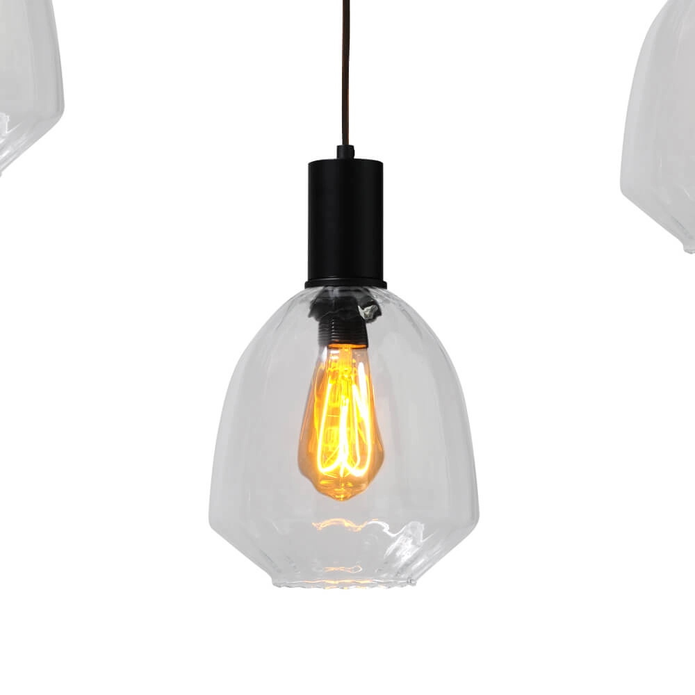 5-lichts hanglamp - zwart - Porto met Nicolette clear glazen Masterlight 8718121270326