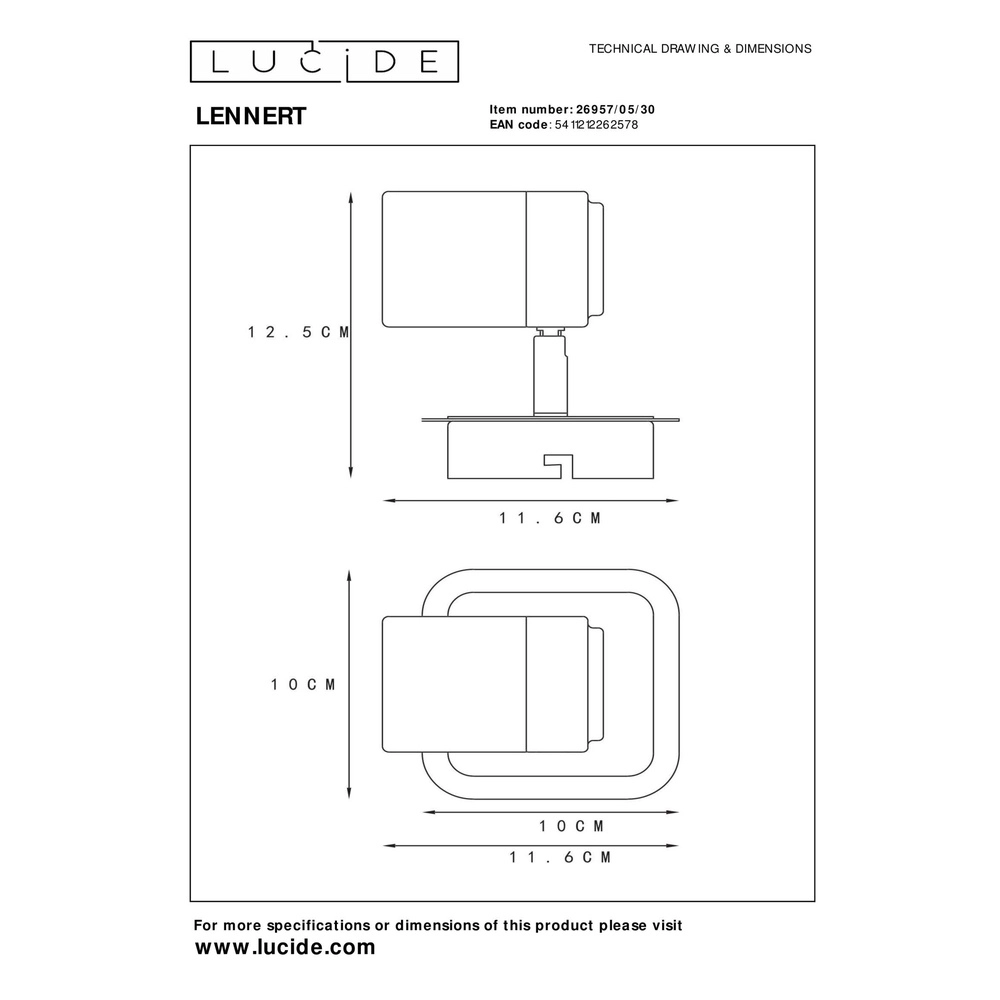 Plafondspot Lennert zwart Lucide 5411212262578