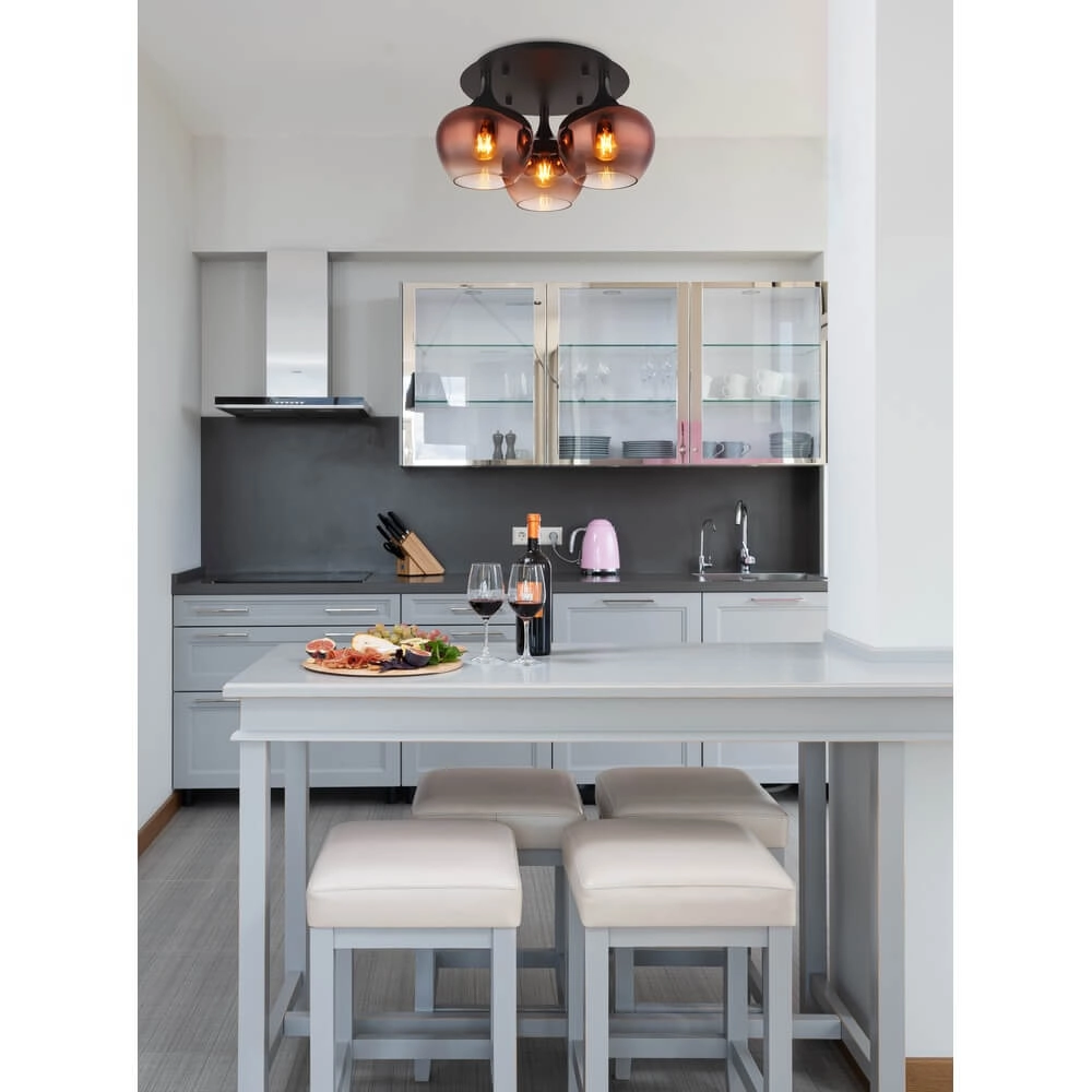 Zwarte plafondlamp Maxy met rood glas Ø 45cm Globo 9007371447978