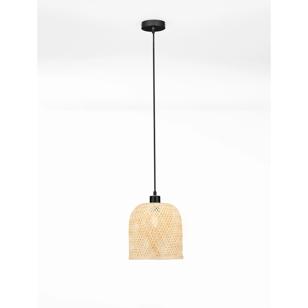Hanglamp Intra zwart met bamboe kapje Lyora 5212017454829