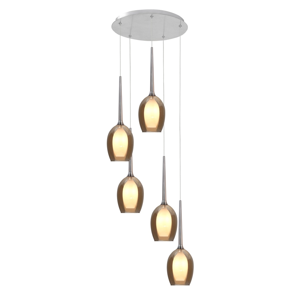 Hanglamp Belle nikkel 5-lichts rond