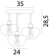 3-lichts plafondlamp Genua zwart met goud glas Ø 24cm Masterlight 8718121357225