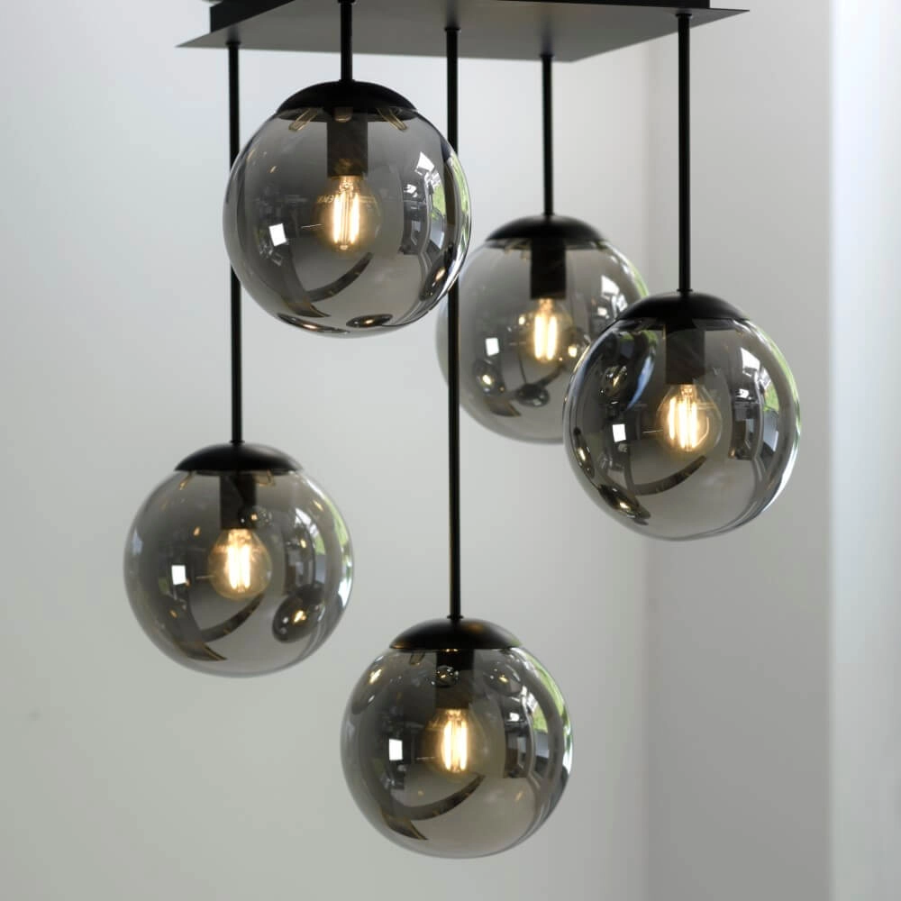 5-lichts plafondlamp Big Widow zwart Just Light 4043689988371