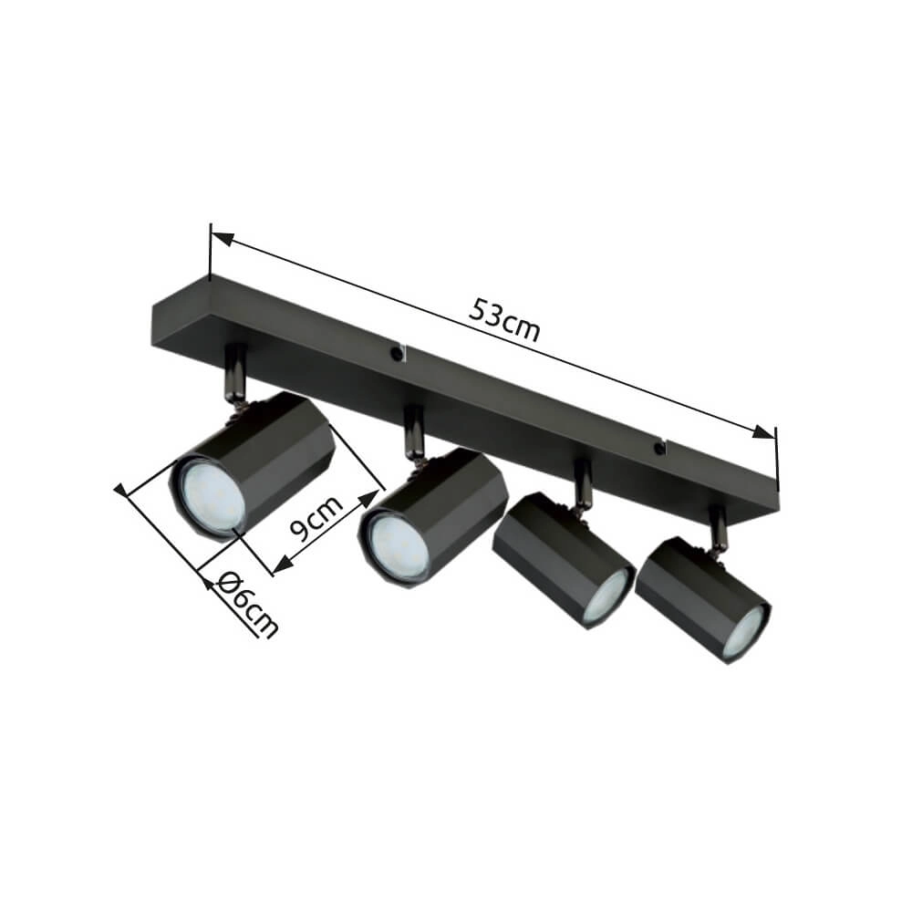 Grijze plafondlamp James 4-lichts Globo 9007371450848