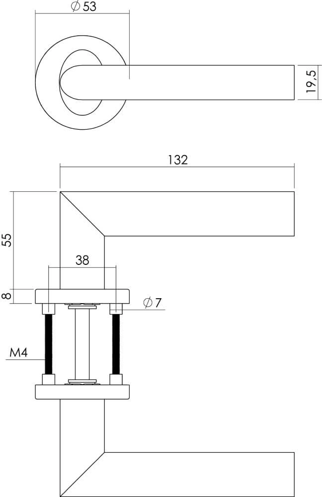 Deurklink Girona rozet met nok RVS Intersteel 8714186159897