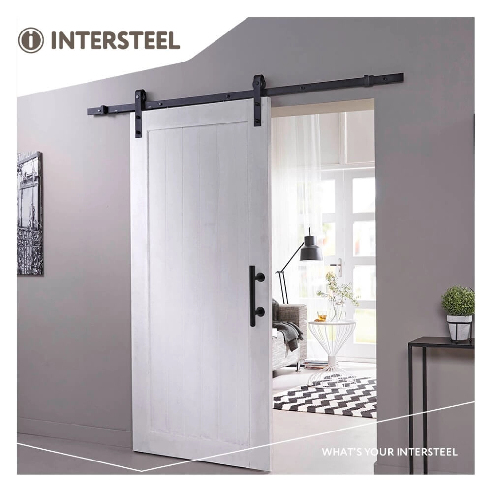 Deurgreep T-vorm Gripon met schuifdeurkom zwart Intersteel 8714186519493