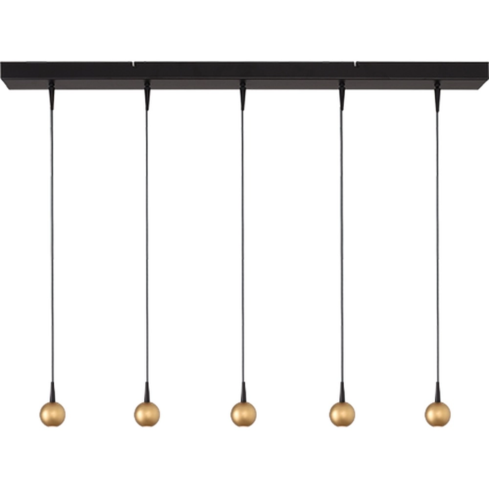 5-lichts hanglamp Talana zwart met goud Ø 6cm DTW