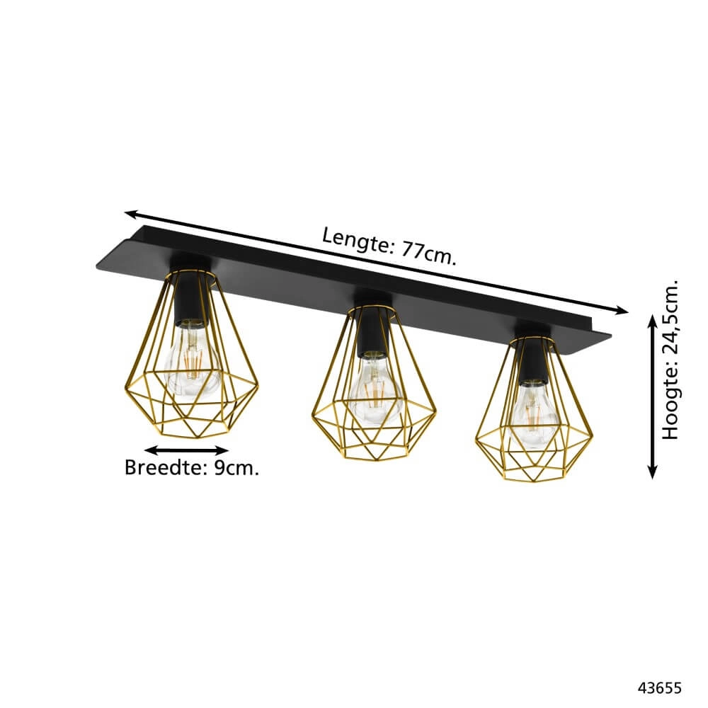 Plafondlamp Tarbes 2 zwart met goud Eglo 9002759436551