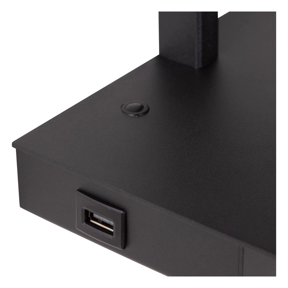 Design bedlampje Gregory zwart met USB oplaadpunt Lucide 5411212303370