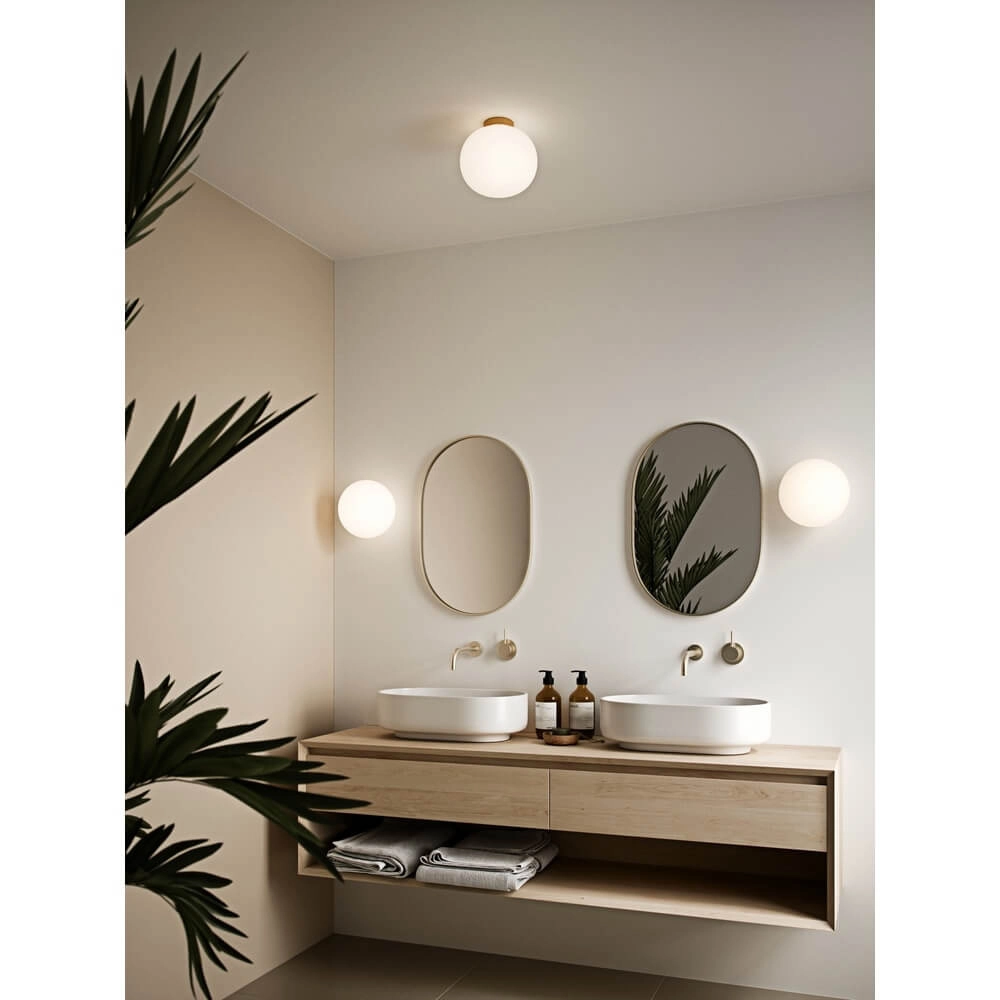 Glazen plafondlamp Alton messing met wit glas Nordlux 5704924001062