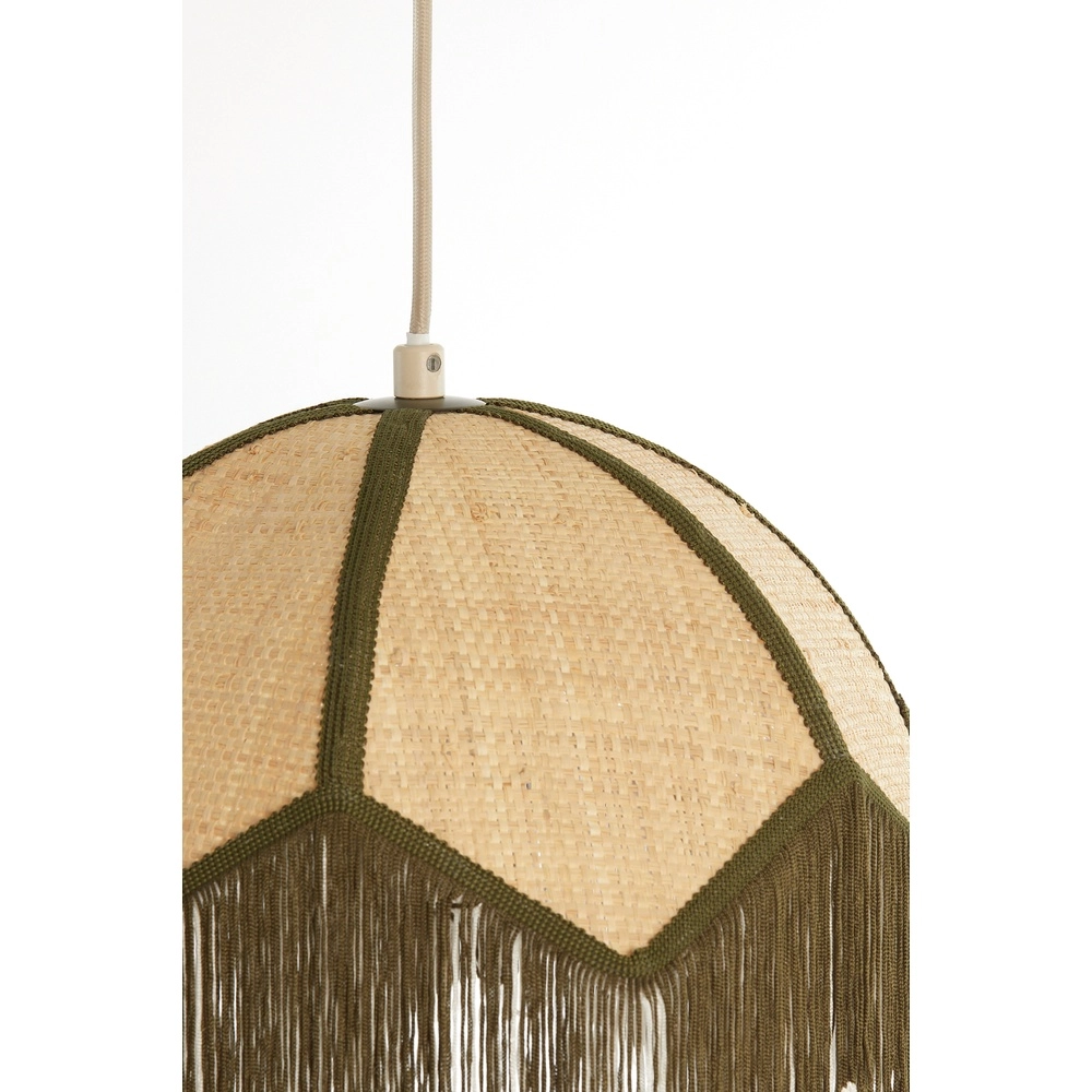 Ø 35cm hanglamp Sulina raffia met groen Light & Living 8717807762377