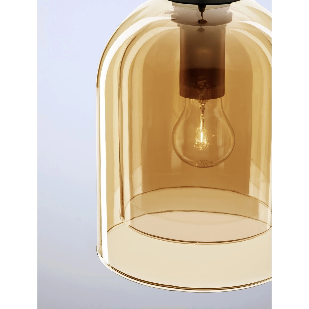 Hanglamp Velor enkel zwart met amber glas Lyora 5212017431202