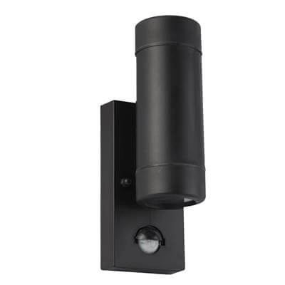 Kunststof wandspot Coastal Up - Down 2-lichts met sensor zwart Searchlight 5053423092607