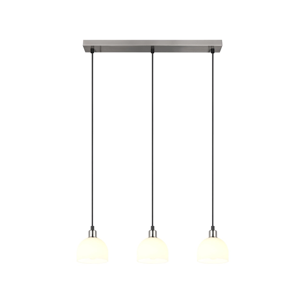 Nikkel hanglamp Molly 3-lichts wit glas Trio 4017807618099