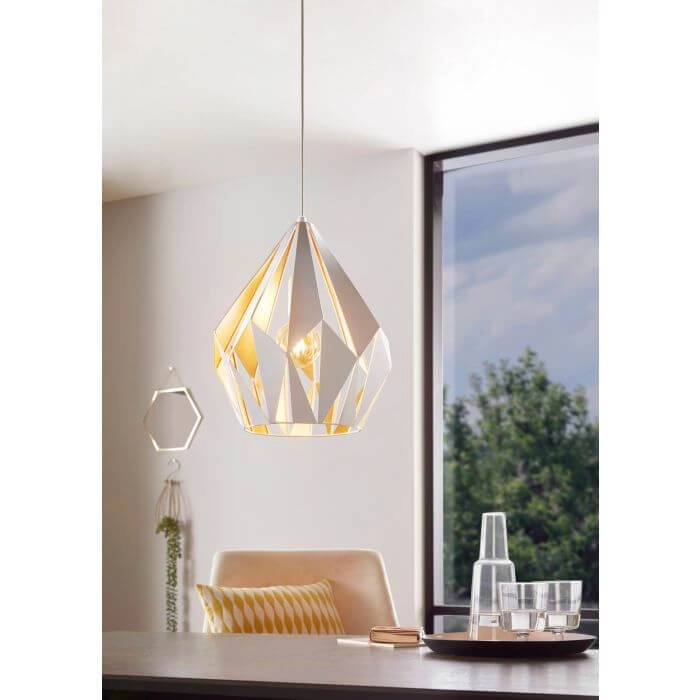 Hanglamp Carlton 1 31cm wit met goudkleurig Eglo 9002759499327