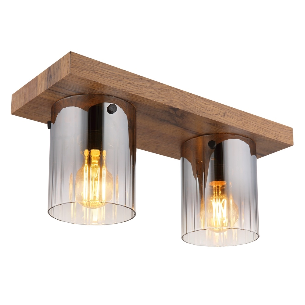 Plafondlamp Underwood hout 2-lichts