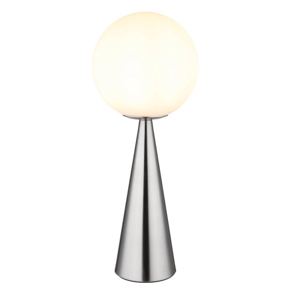 Tafellamp Pinpal nikkel met wit bol glas