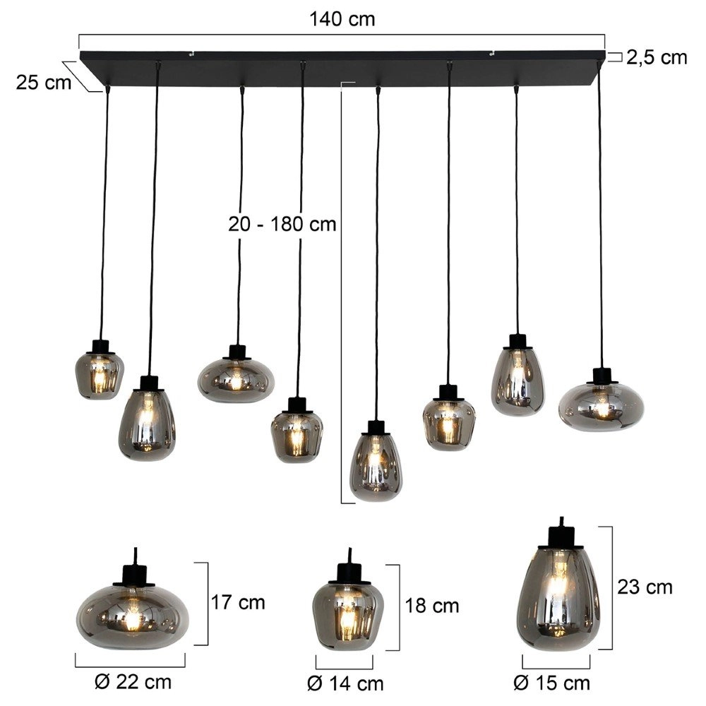 8-lichts hanglamp Reflexion Steinhauer 8712746132595