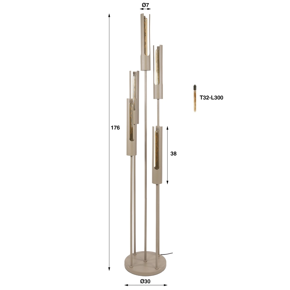 5L vloerlamp Tube zand - E27 Lyora 8716803511323