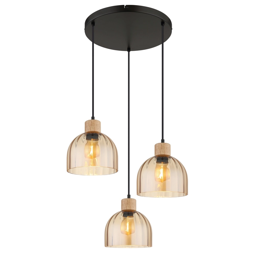 3-lichts hanglamp Swanson zwart