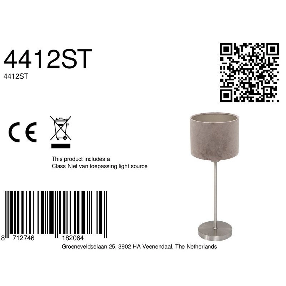 Tafellamp Noor met grijze kap Steinhauer 8712746182064