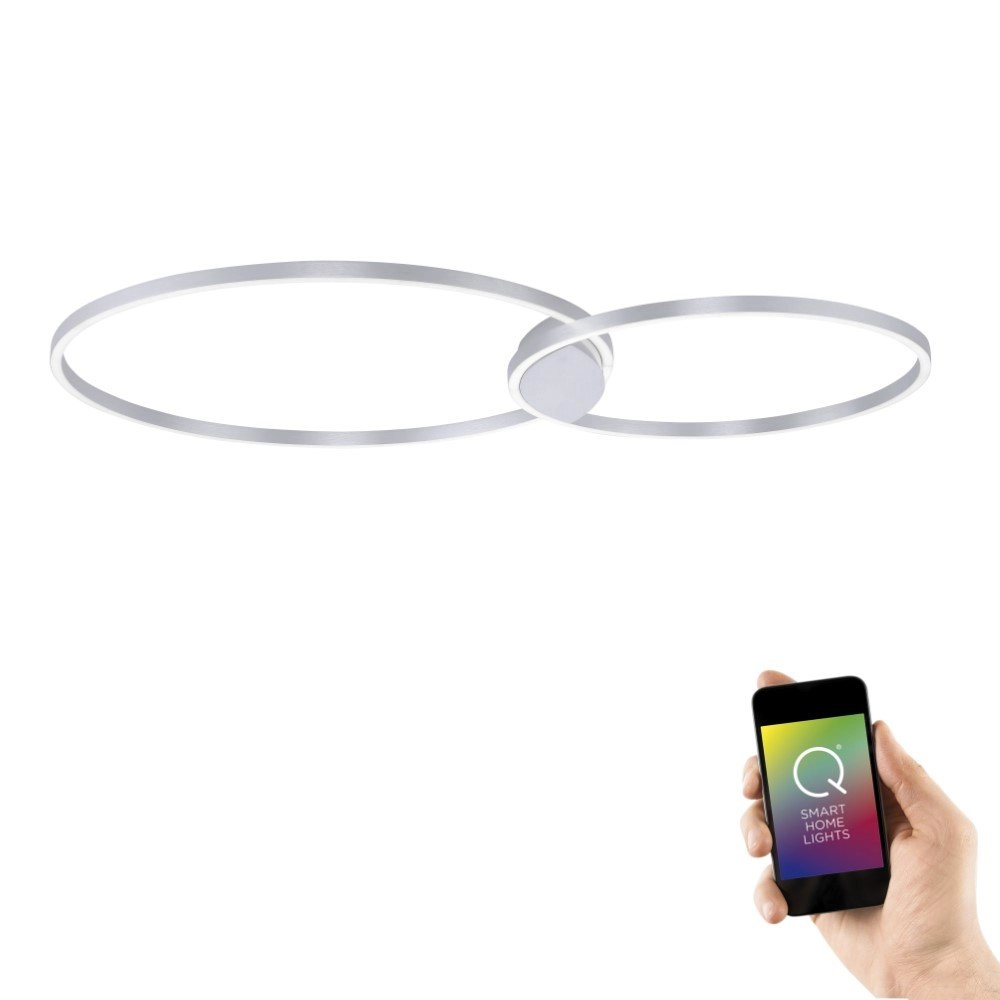 Design plafondlamp Q-Kate 2-rings 124cm grijs Paul Neuhaus 4012248333556