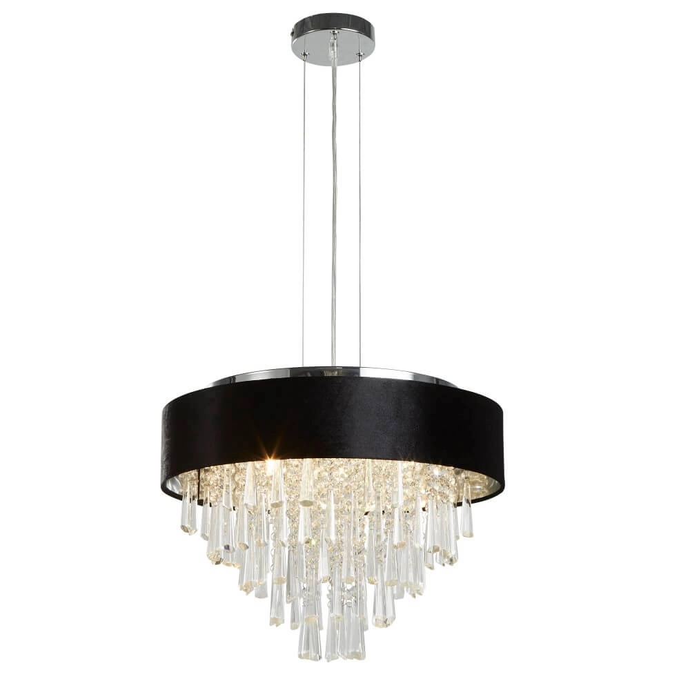 Kroonluchter Glamour zwart met chroom Searchlight 5053423244136