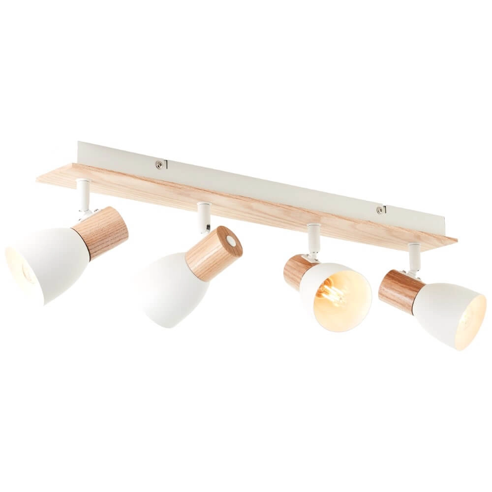Plafondlamp Daintree 4-lichts wit met hout Brilliant 4004353413452