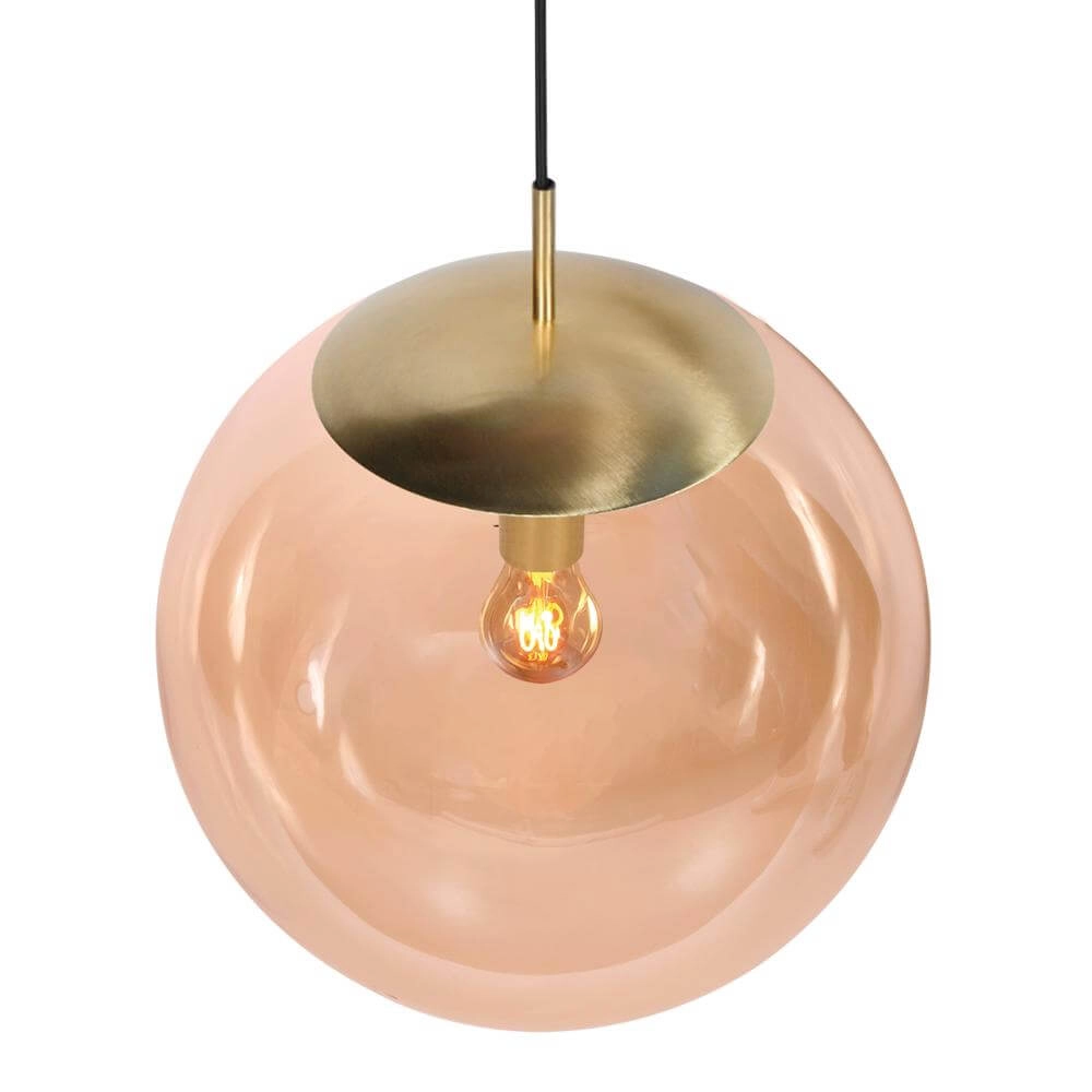 Hanglamp Bollique bol goud met amber glas Steinhauer 8712746177541