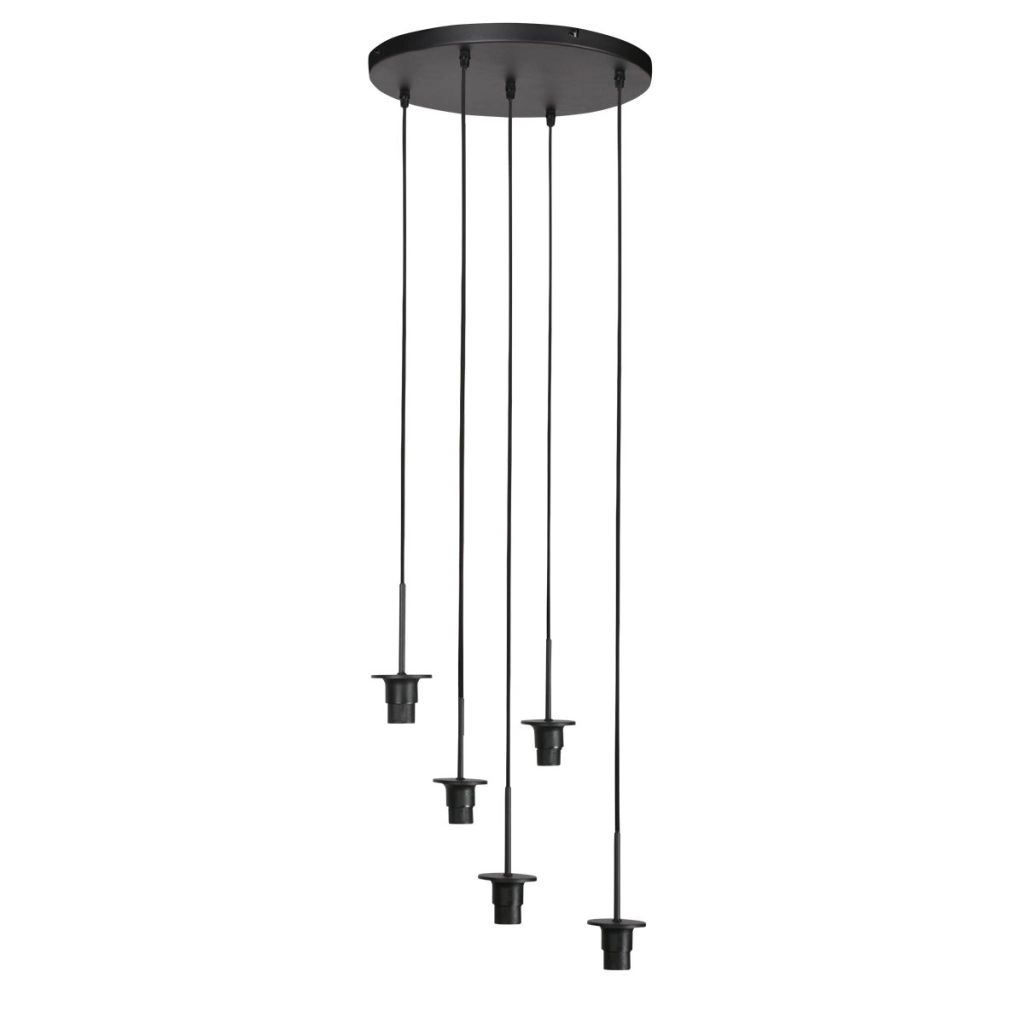 5-lichts hanglamp Nox Light met bamboe kappen Steinhauer 8712746183177