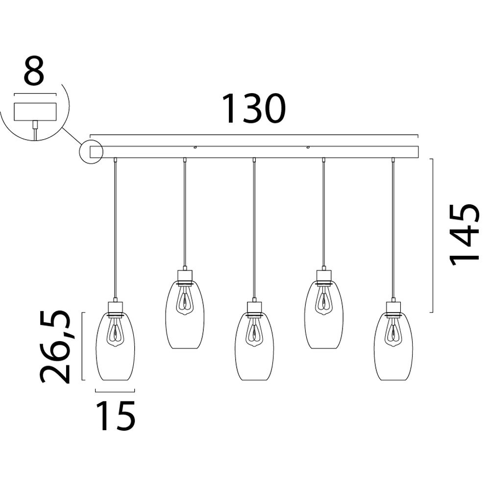 Glazen hanglamp Olive 5x Ø 15cm - zand Masterlight 8718121394114