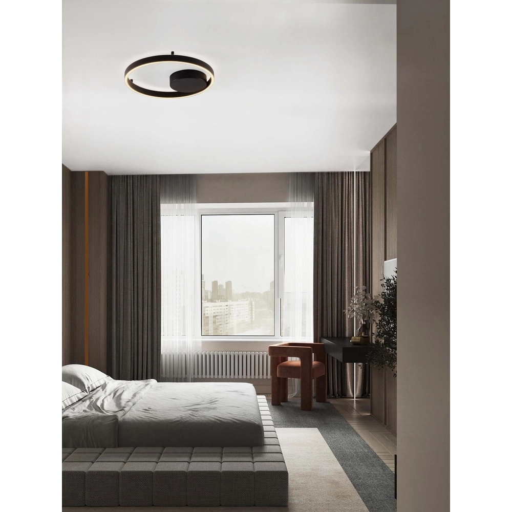 Plafondlamp Hedra rond Ø 40cm zwart Lyora 5212017448866