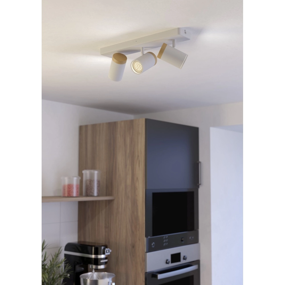 Plafondlamp Consuma 3-lichts wit met hout Eglo 9008606323685