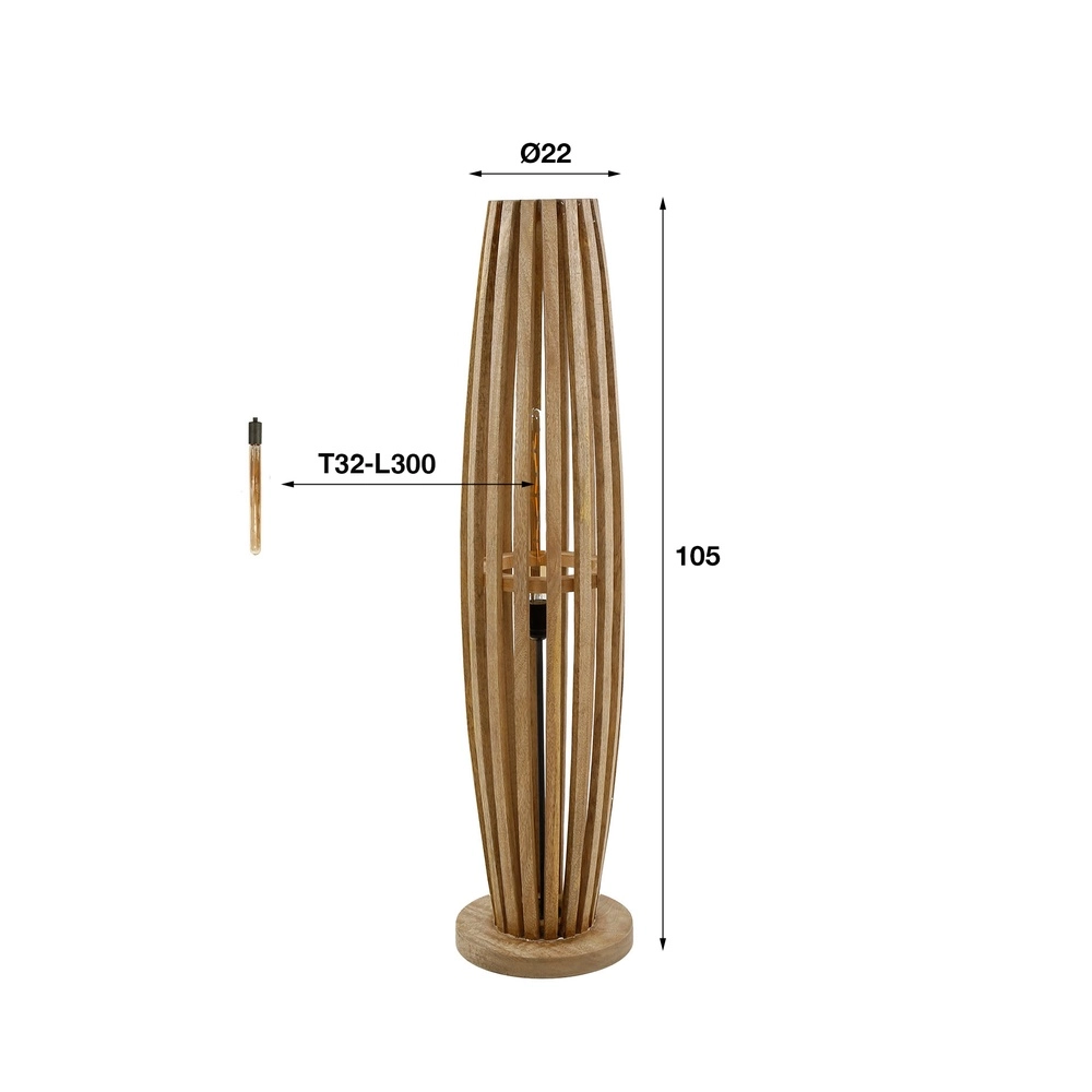 Houten vloerlamp Orbit 105cm - 1x E27 Lyora 8716803511095